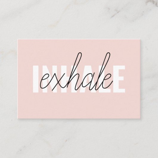 Moderne Pastel Roze Inhale Exhale Quote Visitekaartje (Voorkant)