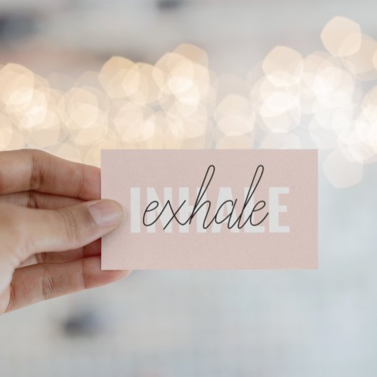 Moderne Pastel Roze Inhale Exhale Quote Visitekaartje