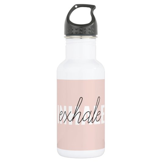 Moderne Pastel Roze Inhale Exhale Quote Waterfles (Voorkant)