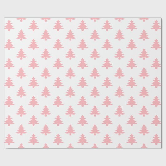 Moderne pastel roze kerstbomen cadeaupapier (Vlak)