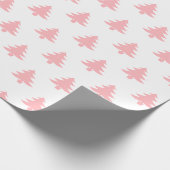 Moderne pastel roze kerstbomen cadeaupapier (Hoek)