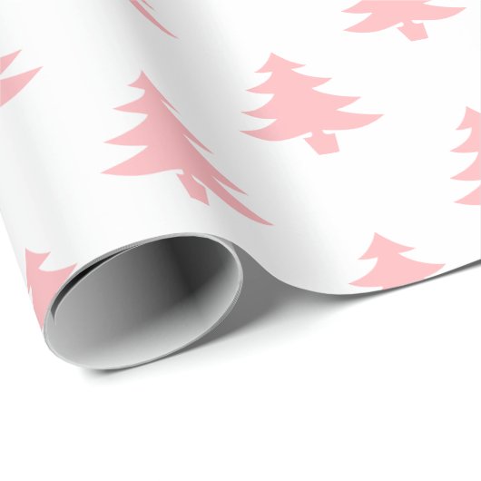 Moderne pastel roze kerstbomen cadeaupapier (Rol Hoek)