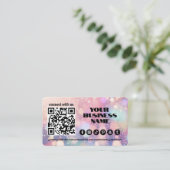 Moderne Pastel roze Lichte Flare QR Code Visitekaartje (Staand voorkant)
