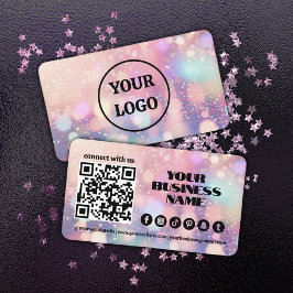 Moderne Pastel roze Lichte Flare QR Code Visitekaartje