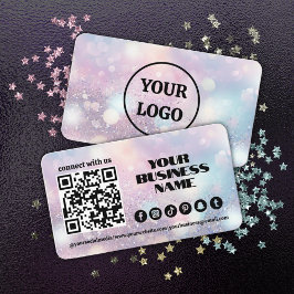 Moderne Pastel roze Lichte Flare QR Code Visitekaartje