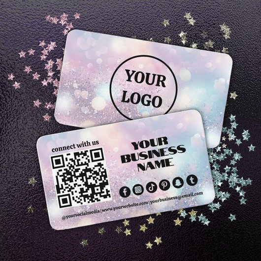 Moderne Pastel roze Lichte Flare QR Code Visitekaartje