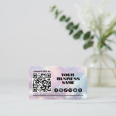 Moderne Pastel roze Lichte Flare QR Code Visitekaartje (Staand voorkant)