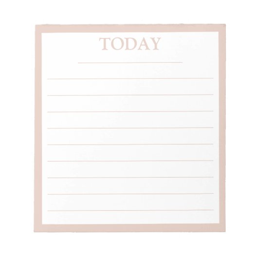 Moderne Pastel Roze Lijst VANDAAG om lijst uit te  Notitieblok (Voorkant)