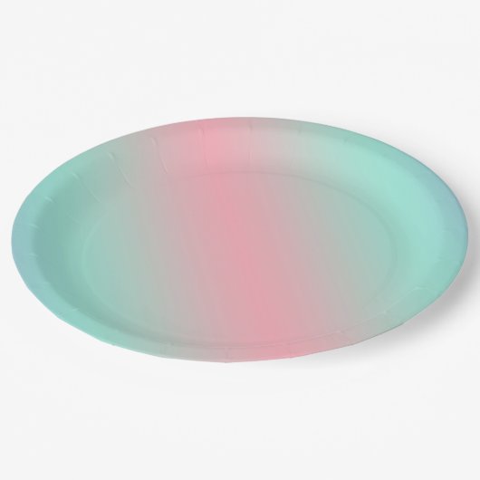 Moderne pastel roze mint licht groen verloop papieren bordje (Gekanteld)