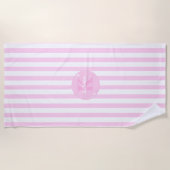 Moderne pastel roze monogram vrouwelijk gestreept strandlaken (Voorkant)