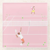 Moderne Pastel Roze Tennis Match Glazen Onderzetter (Voorkant)