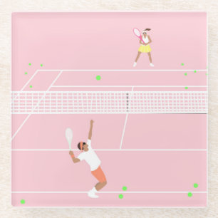Moderne Pastel Roze Tennis Match Glazen Onderzetter