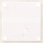 Moderne Pastel Roze Tennis Match Glazen Onderzetter (Achterkant)