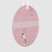 Moderne Pastel Roze Tennis Match Ornament (voorkant)