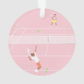 Moderne Pastel Roze Tennis Match Ornament (achterkant)