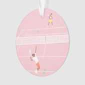 Moderne Pastel Roze Tennis Match Ornament (voorkant)