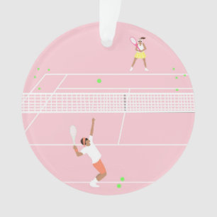 Moderne Pastel Roze Tennis Match Ornament