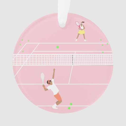 Moderne Pastel Roze Tennis Match Ornament (voorkant)