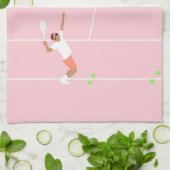 Moderne Pastel Roze Tennis Match Theedoek (Gevouwen)