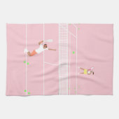 Moderne Pastel Roze Tennis Match Theedoek (Horizontaal)