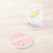 Moderne Pastel Roze Tennis Match Zandsteen Onderzetter (Zijkant)