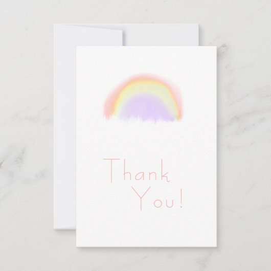 Moderne pastel roze waterverf regenboog bedrijf bedankkaart (Voorkant)