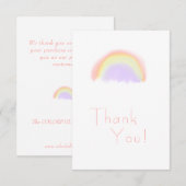 Moderne pastel roze waterverf regenboog bedrijf bedankkaart (Voorkant / Achterkant)