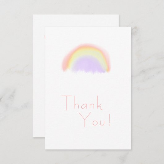 Moderne pastel roze waterverf regenboog bedrijf bedankkaart (Voorkant / Achterkant)