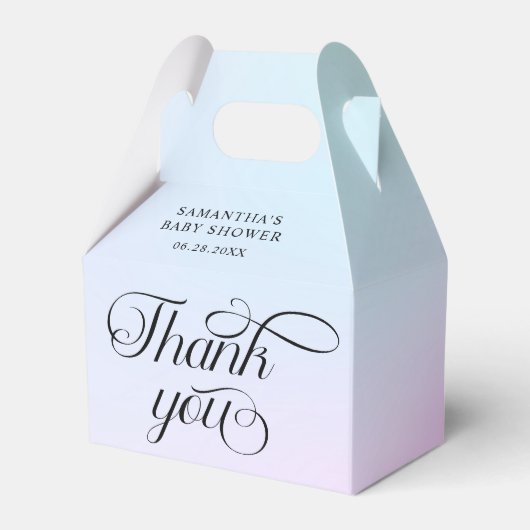 Moderne pastel roze wolk negen Baby shower Bedankdoosjes (Achterkant)