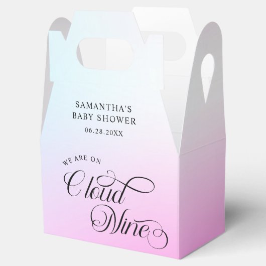 Moderne pastel roze wolk negen Baby shower Bedankdoosjes (Geopend)