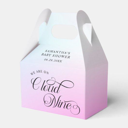 Moderne pastel roze wolk negen Baby shower Bedankdoosjes (Voorkant Zijde)