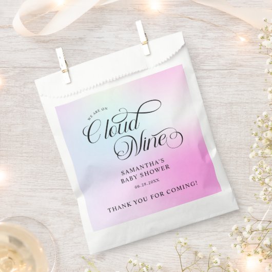 Moderne pastel roze wolk negen Baby shower Bedankzakje (Geknipt)