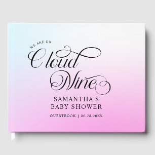 Moderne pastel roze wolk negen Baby shower Gastenboek
