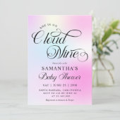 Moderne pastel roze wolk negen Baby shower Kaart (Staand voorkant)