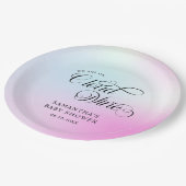 Moderne pastel roze wolk negen Baby shower Papieren Bordje (Gekanteld)