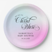 Moderne pastel roze wolk negen Baby shower Papieren Bordje (Voorkant)