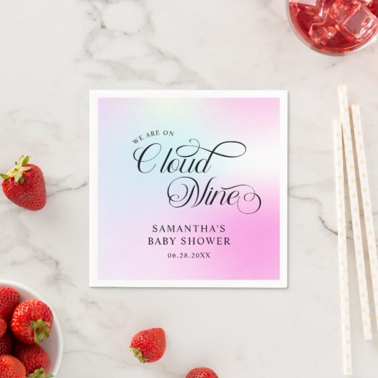 Moderne pastel roze wolk negen Baby shower Servet (Insitu)
