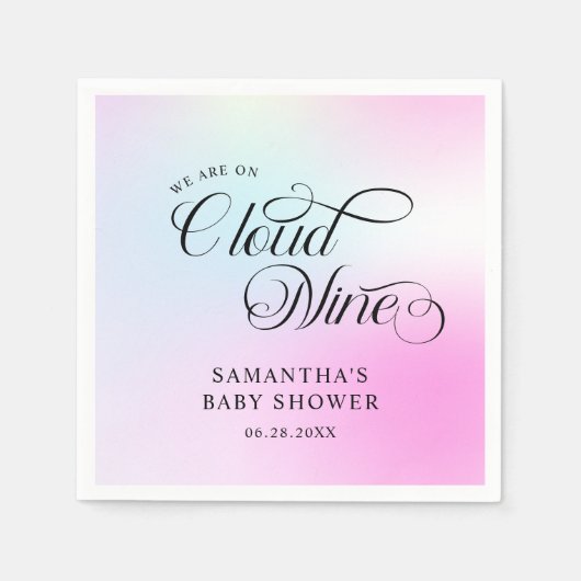 Moderne pastel roze wolk negen Baby shower Servet (Voorkant)