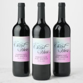 Moderne pastel roze wolk negen Baby shower Wijn Etiket (Flessen)