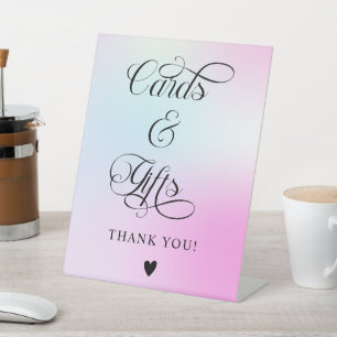 Moderne pastel roze wolk negen Kaarten & geschenke Reclamebord Met Voetstuk