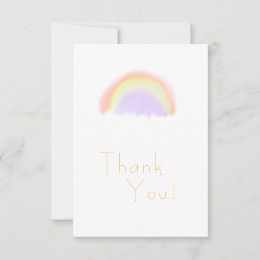 Moderne pastel sinaasappel waterverf regenboog bed bedankkaart (Voorkant)