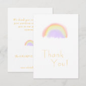 Moderne pastel sinaasappel waterverf regenboog bed bedankkaart (Voorkant / Achterkant)