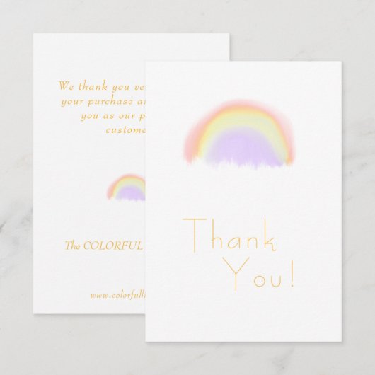 Moderne pastel sinaasappel waterverf regenboog bed bedankkaart (Voorkant / Achterkant)