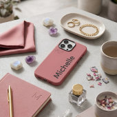 Moderne Pastel Stof Roze Esthetiek Aangepaste Naam Case-Mate iPhone Case
