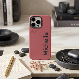 Moderne Pastel Stof Roze Esthetiek Aangepaste Naam iPhone 16 Pro Max Hoesje