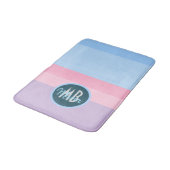 Moderne Pastel Streep Roze & Blauw Persoonlijk Badmat (Gekanteld)