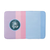 Moderne Pastel Streep Roze & Blauw Persoonlijk Badmat (Voorkant)