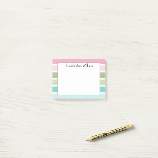 Moderne Pastel Strepen Post-it® Notes (Op bureau)