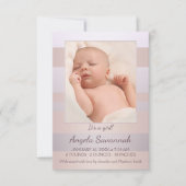 Moderne pastel Striped Baby Girl Foto aankondiging (Voorkant)