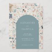 Moderne pastel Terrazzo gespikkeld patroon bruilof Save The Date (Voorkant / Achterkant)